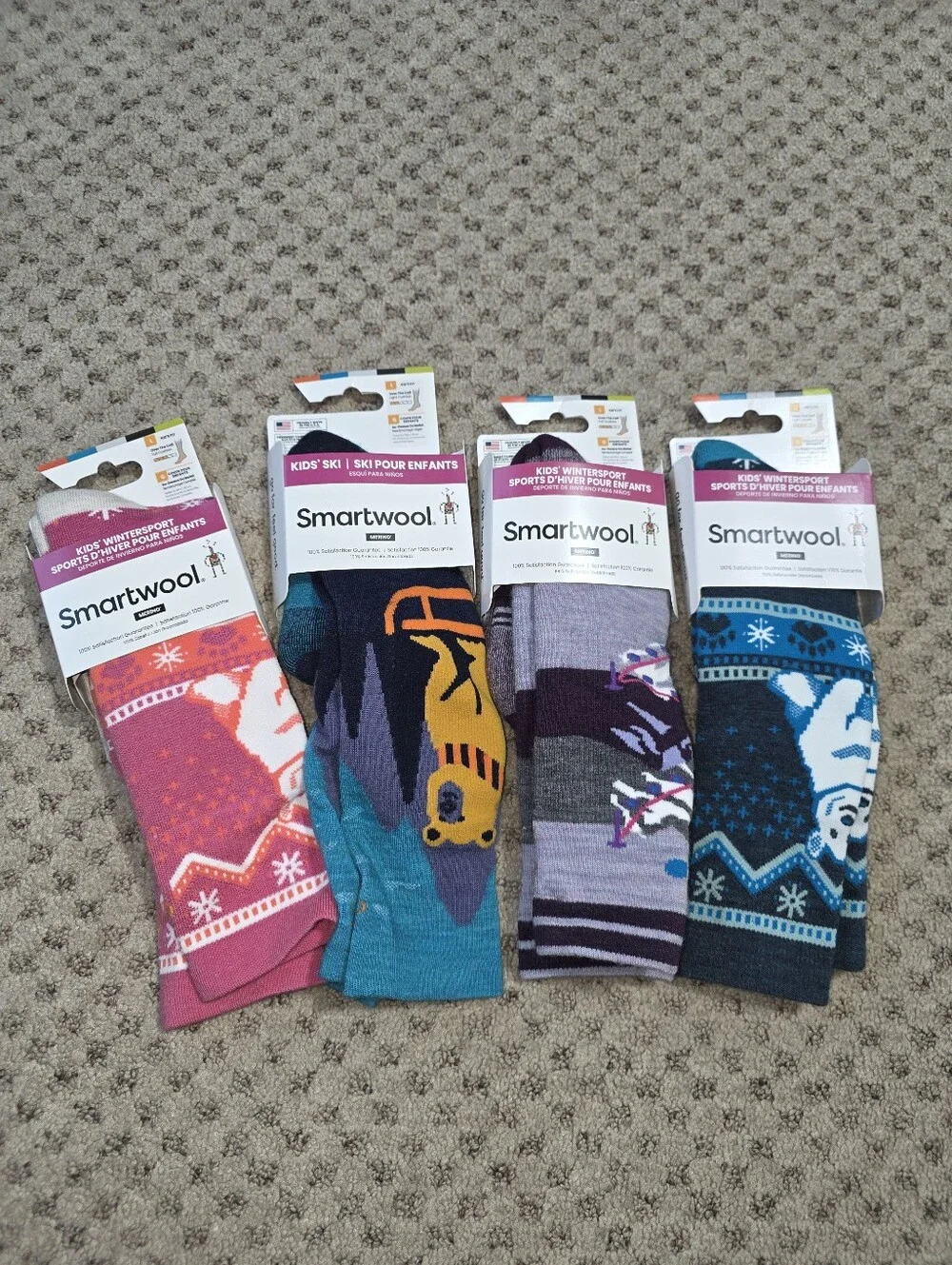 Smartwool Large Kids Ski Winter over the calf Socks Bundle